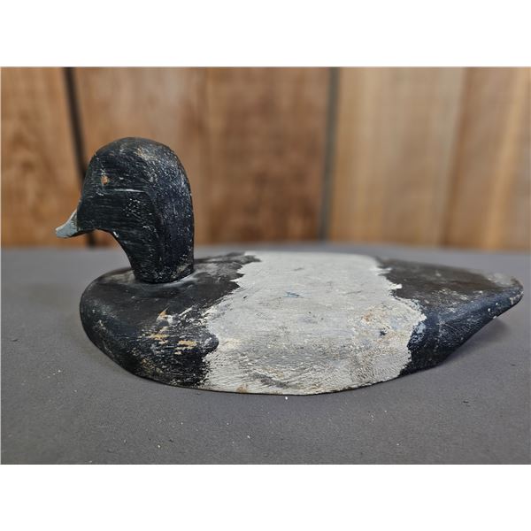 CARVED WOOD BLUEBILL DRAKE DUCK DECOY