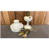 Image 1 : VINTAGE MILK GLASS ELECTRIC HURRICANE LAMP *CONVERTED FROM KEROSENE/CAN BE CONVERTED BACK/NO CAGE*