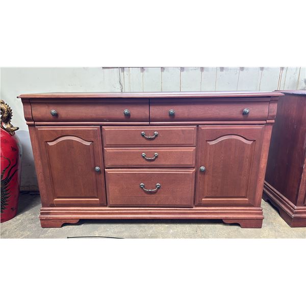 MEUBLES REGAZZI 4-DRAWER 2-DOOR CABINET WITH EXTRA HARDWARE 58" X 20" X 34" (MINOR COSMETIC DAMAGE)