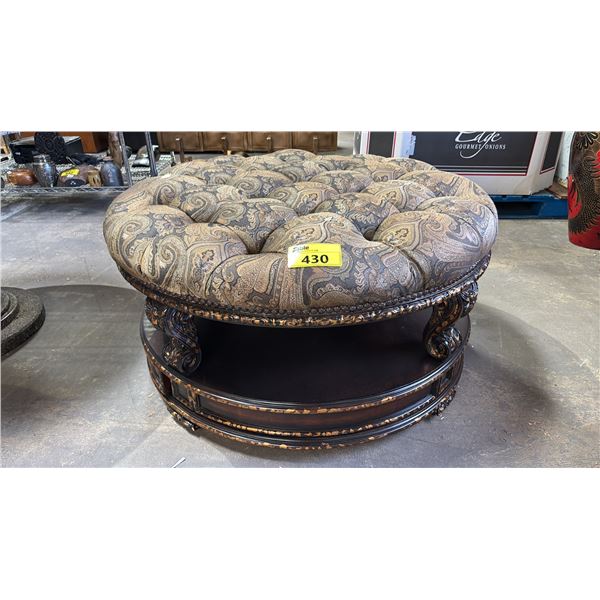 LARGE ROUND DECORATIVE TUFTED CUSHION BENCH 41" X 22"