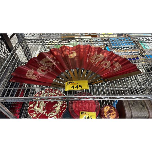 CHINESE DRAGON YIN & YANG MOTIF METAL HAND FAN