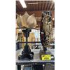 Image 1 : GOLDEN PHOENIX WOOD CARVING ON STAND & FLORAL CANDLE STAND
