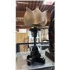 Image 2 : GOLDEN PHOENIX WOOD CARVING ON STAND & FLORAL CANDLE STAND