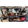 Image 1 : SHELF OF ASSORTED DECOR INCLUDING; CHINESE MOTIF TEAPOT, VASES, CONTAINERS & MORE