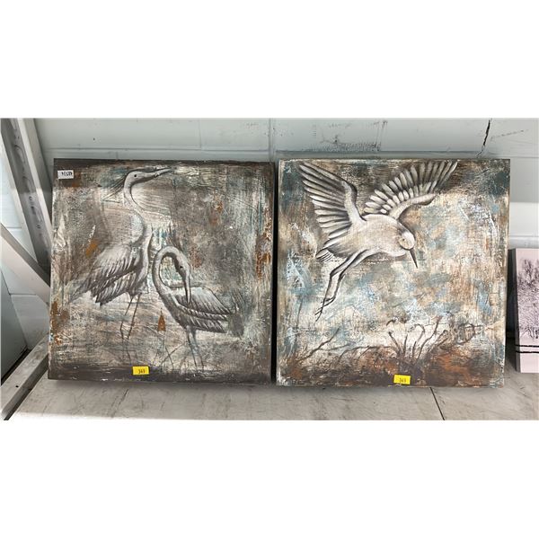 (2) UNFRAMED ORIGINAL BIRD PAINTINGS ON STRETCHED CANVAS