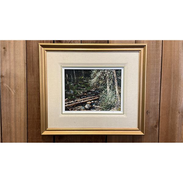 FRAMED ORIGINAL SIGNED JOHN H. BURROWS OIL ON CANVAS PAINTING: TRAPPER JACK'S CREEK