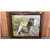 Image 1 : FRAMED VINTAGE ALEXANDER POPE "POINTER WITH PHEASANT" PRINT" PHEASANT FEATHER ON TOP SIDE OF FRAME