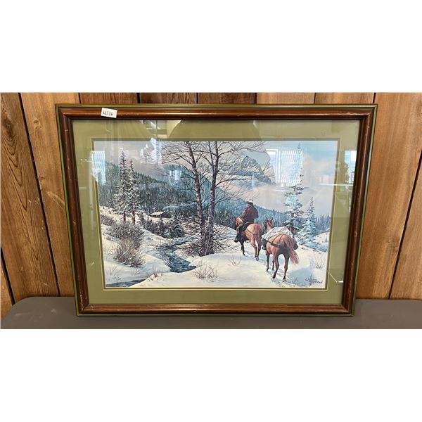 FRAMED & SIGNED WILLIAM HOFFMAN "WINTER TRAIL" PRINT 434/500