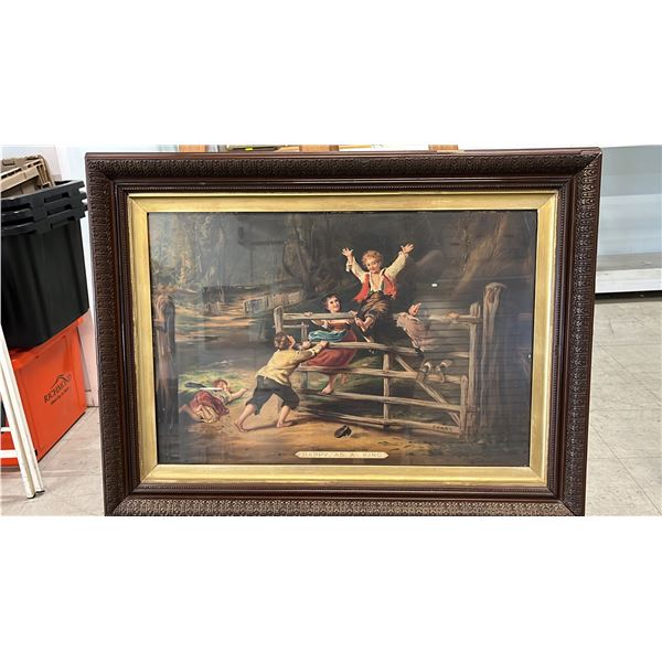 VINTAGE FRAMED WILLIAM COLLINS "HAPPY AS A KING" PRINT
