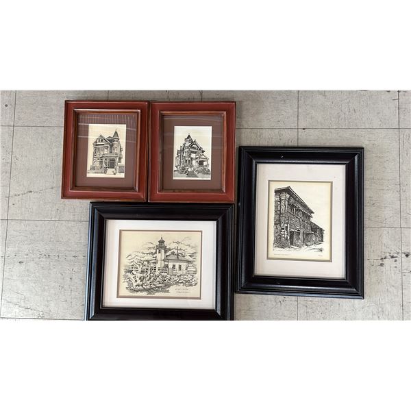 SHELF OF ASSORTED FRAMED ART