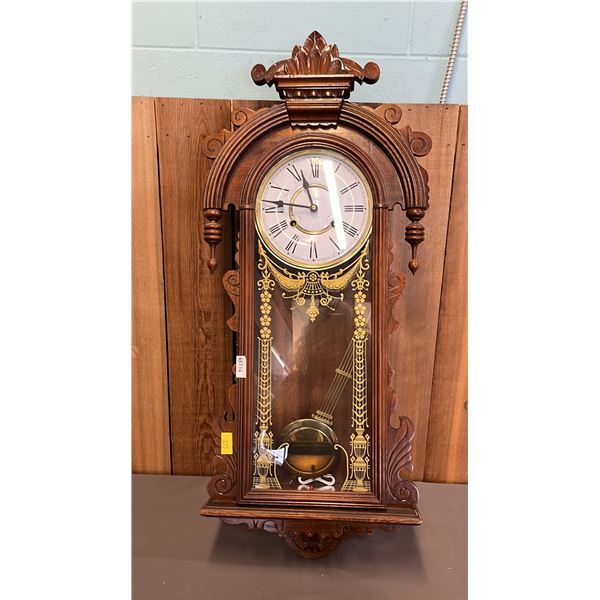VICTORIAN STYLE TEARDROP-CARVED WALL REGULATOR CLOCK