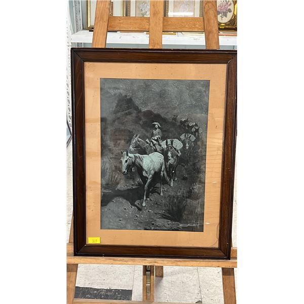 VINTAGE FRAMED FREDRIC REMINGTON "THE BELL MARE" PRINT