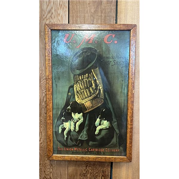 VINTAGE FRAMED THE UNION METALLIC CARTRIDGE COMPANY ADVERTISEMENT