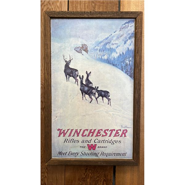 VINTAGE FRAMED WINCHESTER RIFLES & CARTRIDGES ADVERTISEMENT