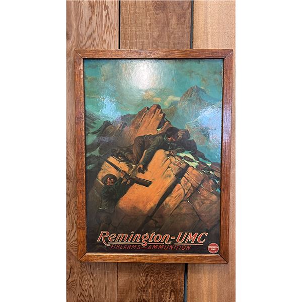VINTAGE FRAMED REMINGTON-UMC FIREARMS & AMMUNITION ADVERTISEMENT