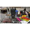 Image 2 : SHELF OF ASSORTED ITEMS INCLUDING; STARBUCKS CUPS. ABSOLUT VODKA PRIDE FAN, WHIP & MORE