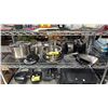 Image 1 : SHELF OF ASSORTED KITCHENWARE INCLUDING; MIXING BOWLS, PANS, TOASTER, KETTLE & MORE