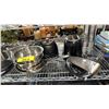 Image 3 : SHELF OF ASSORTED KITCHENWARE INCLUDING; MIXING BOWLS, PANS, TOASTER, KETTLE & MORE