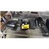 Image 2 : SHELF OF ASSORTED ITEMS INCLUDING CANON PIXMA TS3320 PRINTER, BOXING GLOVES & BASEBALL GLOVE