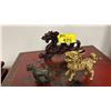 Image 1 : REDWOOD CHINESE DRAGON FIGURINE, BRASS CHINESE DRAGON FIGURINE & BRASS CHINESE HORSE FIGURINE