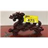 Image 4 : REDWOOD CHINESE DRAGON FIGURINE, BRASS CHINESE DRAGON FIGURINE & BRASS CHINESE HORSE FIGURINE