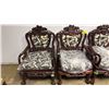 Image 2 : SET OF 4 CARVED CHINESE DRAGON MOTIF CLAW FOOT CHAIRS WITH CUSHIONS (2 CHAIRS DAMAGED)