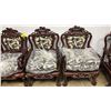 Image 3 : SET OF 4 CARVED CHINESE DRAGON MOTIF CLAW FOOT CHAIRS WITH CUSHIONS (2 CHAIRS DAMAGED)