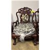 Image 2 : SET OF 2 CARVED CHINESE DRAGON MOTIF CLAW FOOT CHAIRS WITH CUSHIONS
