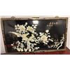 Image 2 : ANTIQUE CHINESE MOTHER OF PEARL INLAID FRAMED ARTWORK 36" X 20"