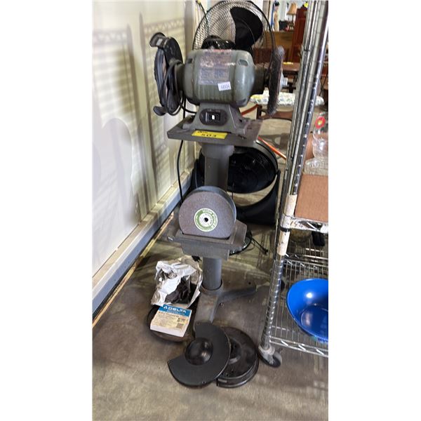 KING CANADA KC-880 8" BENCH GRINDER WITH DISCS, DELTA BUFFING COMPOUND KIT & ASSORTED EXTRA PARTS