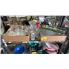 Image 1 : SHELF OF ASSORTED ITEMS INCLUDING; VASES, GLASSES, GONE FISHING SIGN & MORE