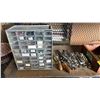 Image 2 : SHELF OF ASSORTED TOOLS INCLUDING; ORGANIZERS WITH CONTENTS, WRENCHES, SAW & MORE