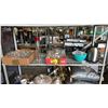 Image 1 : SHELF OF ASSORTED ITEMS INCLUDING; PEPPER GRINDER, KETTLE, GLASSWARE & MORE