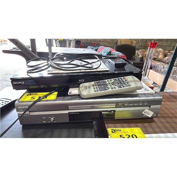 SONY BLURAY PLAYER WITH REMOTE & SANYO DVD PLAYER WITH REMOTE