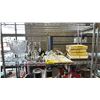 Image 1 : SHELF OF ASSORTED ITEMS INCLUDING; CHANDELIER, GLASS VASE, COLLECTIBLE PLATES & MORE