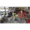 Image 1 : SHELF OF ASSORTED ITEMS INCLUDING; AXLE STANDS, DESK HEATERS, DIGITAL CAMERA & MORE