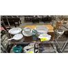 Image 1 : SHELF OF ASSORTED ITEMS INCLUDING; BOWLS, PLATES, COOKIE CONTAINERS & MORE