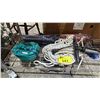 Image 2 : SHELF OF ASSORTED ITEMS INCLUDING; FOLDING CAMPING CHAIR, ROPE, BIKE PUMP & MORE