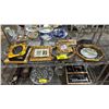 Image 1 : SHELF OF ASSORTED ITEMS INCLUDING; FRAMED DECORATIVE PLATES & PICTURE FRAMES
