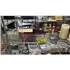 Image 2 : SHELF OF ASSORTED ITEMS INCLUDING; CANDLE, GLASS DISHES, LANTERN COVER & MORE