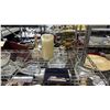 Image 3 : SHELF OF ASSORTED ITEMS INCLUDING; CANDLE, GLASS DISHES, LANTERN COVER & MORE