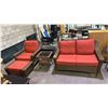 Image 1 : 3-PC PATIO SET INCLUDING; SOFA, CHAIR WITH OTTOMAN & 2-TIER TABLE