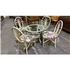 Image 1 : ROUND GLASS TOP PATIO TABLE WITH 4 CHAIRS 48" X 28" *CONTENTS OF TABLE NOT INCLUDED*