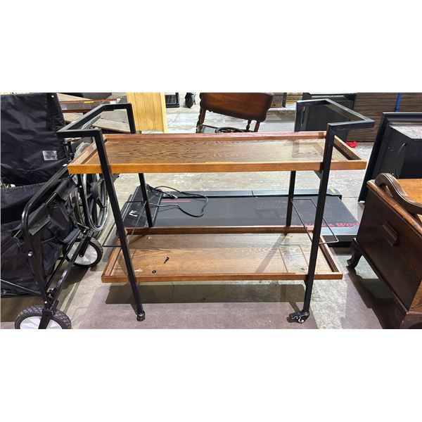 2-TIER ROLLING SERVICE CART *WOBBLY, MISSING SOME HARDWARE, SOME COSMETIC DAMAGE*