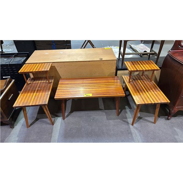 VINTAGE 3-PC WOOD TABLE SET