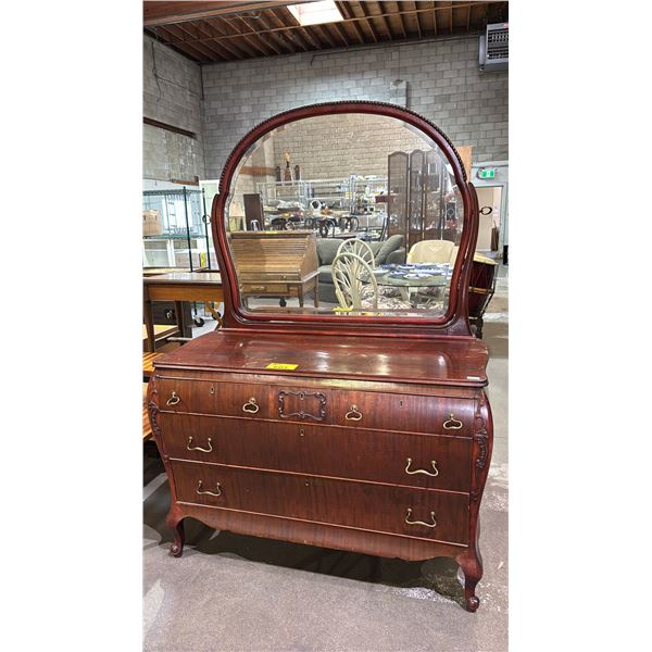 VINTAGE 5-DRAWER DRESSER WITH MIRROR 40" X 20.5" X 30"