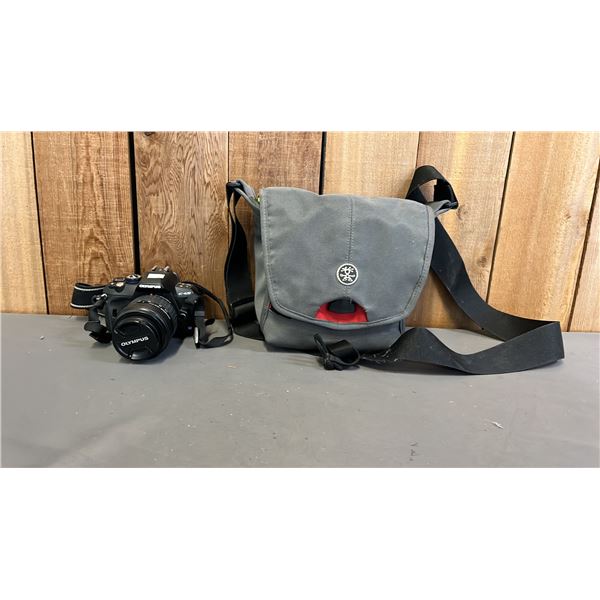 OLYMPUS E-240 10-MEGAPIXEL DSLR CAMERA WITH CRUMPLER 3 MILLION DOLLAR HOME CAMERA BAG