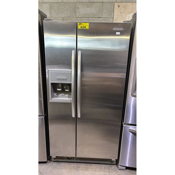 KITCHENAID STAINLESS STEEL SIDE-BY-SIDE FRIDGE WITH WATER/ICE DISPENSER 33"W