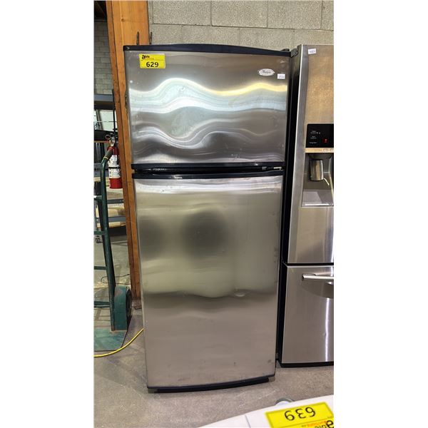WHIRLPOOL STAINLESS STEEL SWING OUT FRIDGE 28"W *FREEZER DOOR DOES NOT CLOSE*