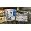 Image 4 : SHELF OF ASSORTED ITEMS INCLUDING; SUNBEAM STAINLESS STEEL KETTLE, PREMIUM UNIVERSAL ROTISSERIES
